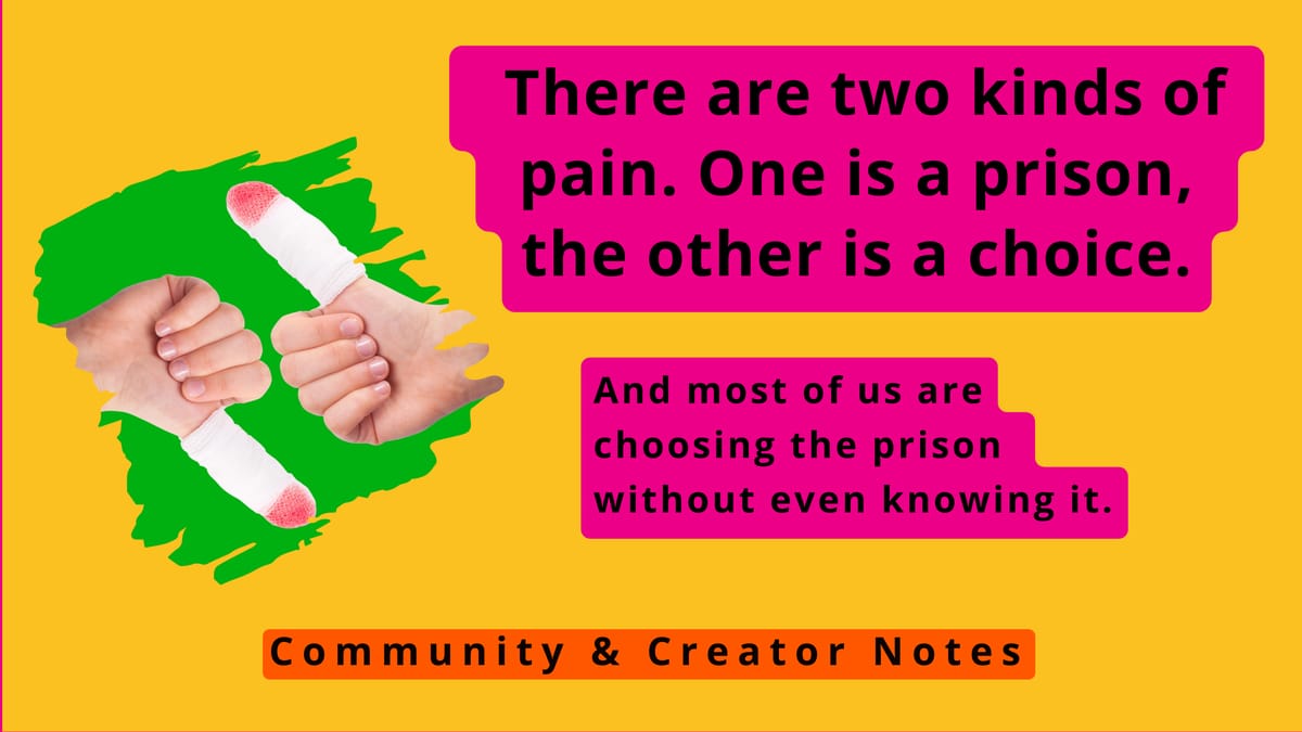 There are two kinds of pain. One is a prison, the other is a choice.